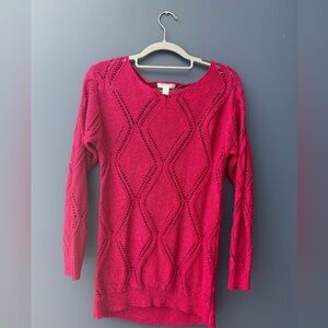 New York & Company Fuchsia Crew Neck Sweater